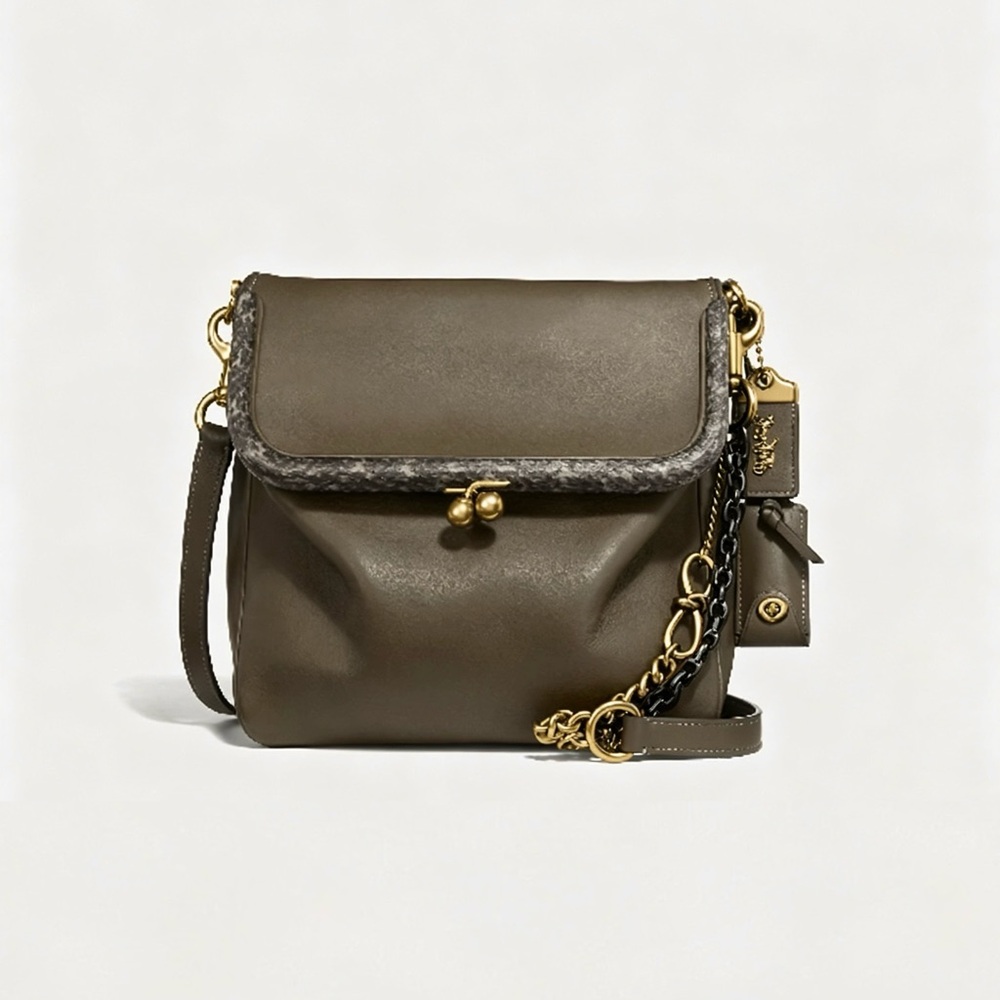 COACH Rider Bag 24 With Snakeskin Detail in Moss
